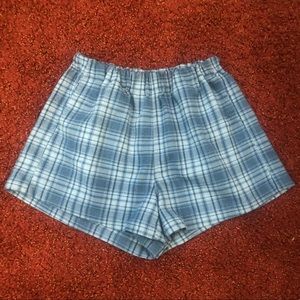 rare brandy melville blue plaid logan shorts